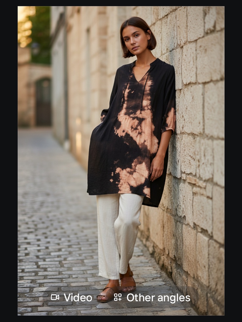 Gorgeous🔥Black Tunic Dress.Hand-made Reverse-Dye cotton. Pockets. One-of-a-kind